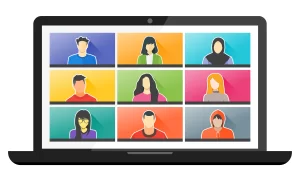 Zoom meeting on a laptop