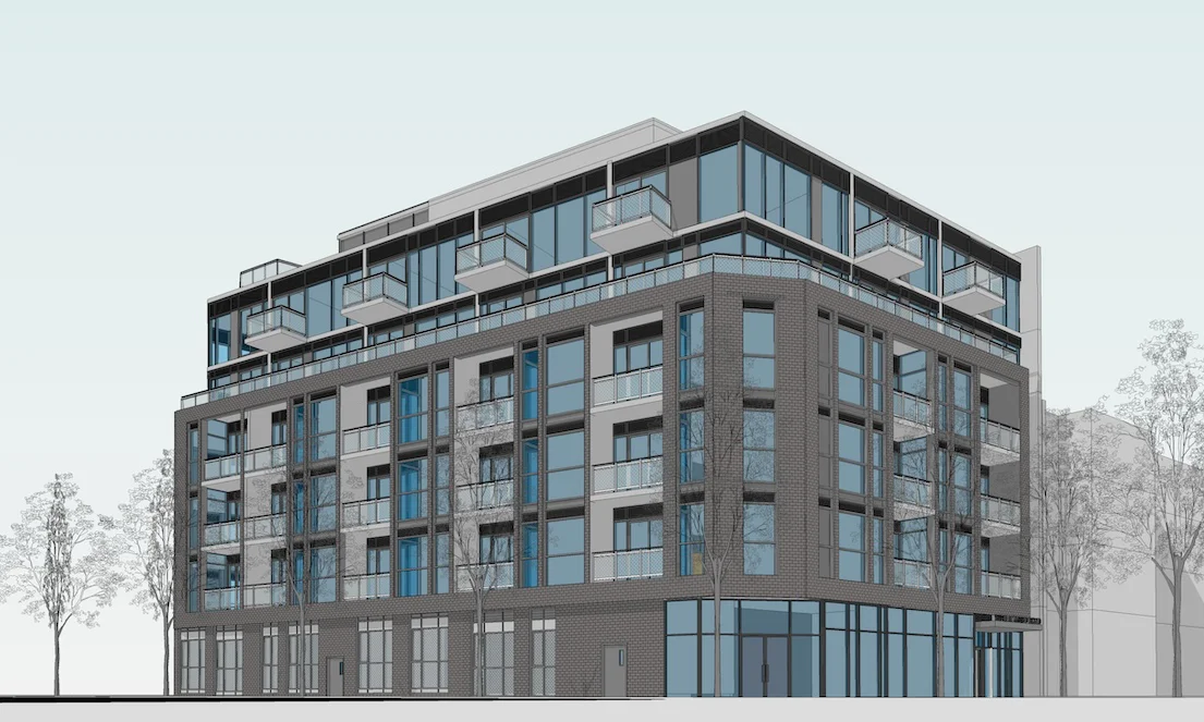 Drawing of a 7 storey residential building